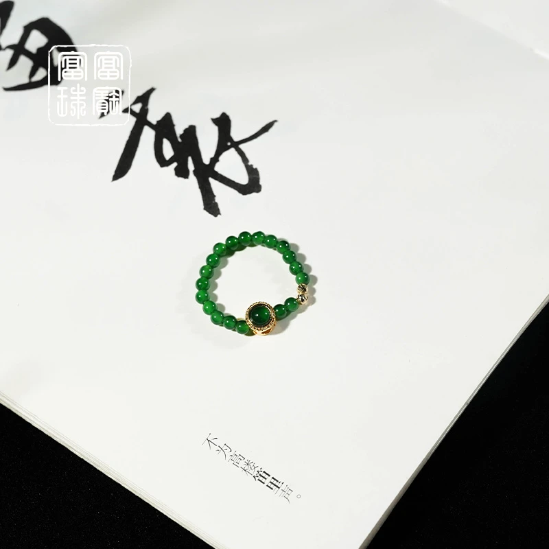 【绿溪】富富珠宝 翡翠18k金时尚戒指（天然珠宝多样性发）