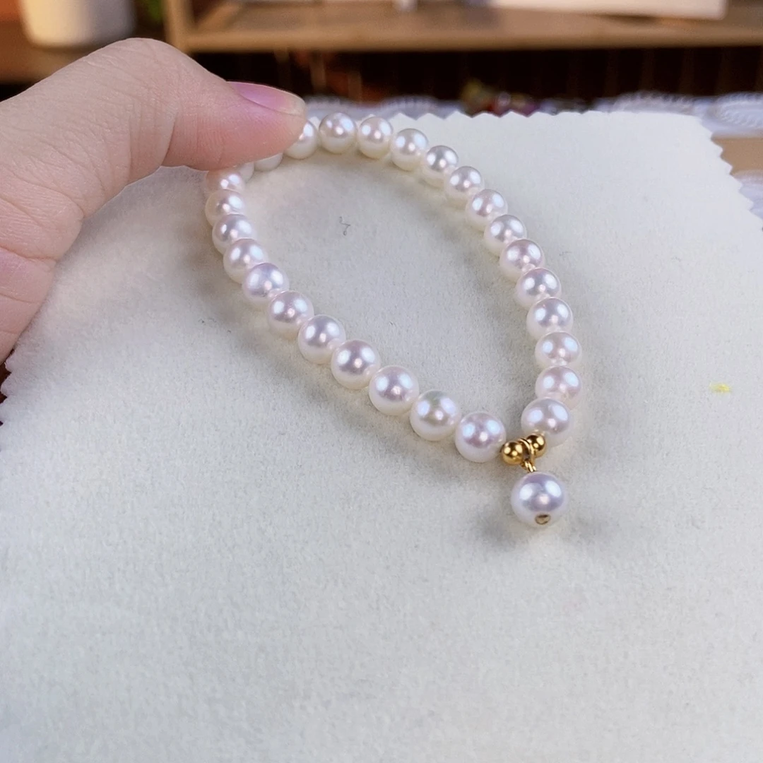 银S925镶嵌手绳淡水珍珠