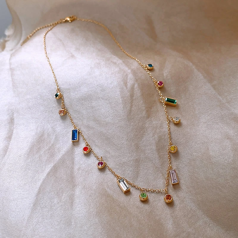 铜合金项链 彩色多巴胺锁骨链2025春夏新款小众设计高级感颈链ins