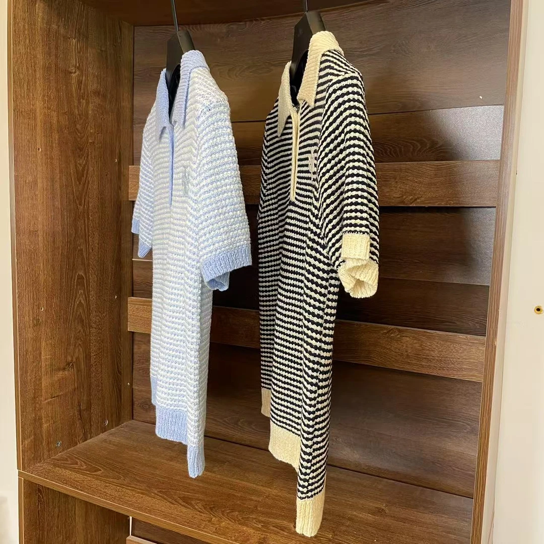 重磅重工刺绣条纹针织衫