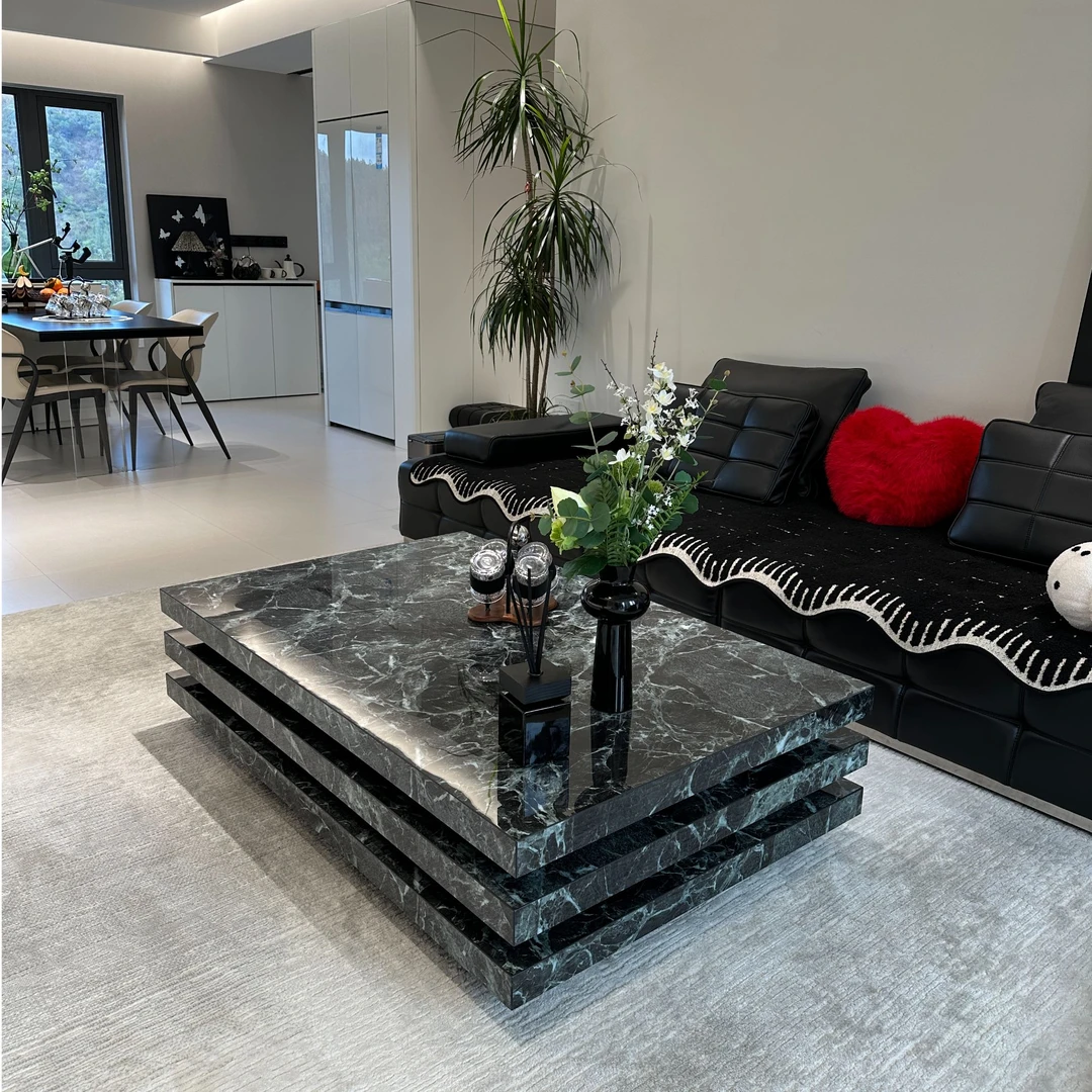 2025新款大理石岩板方形茶几意式极简轻奢现代简约几大小户型家用