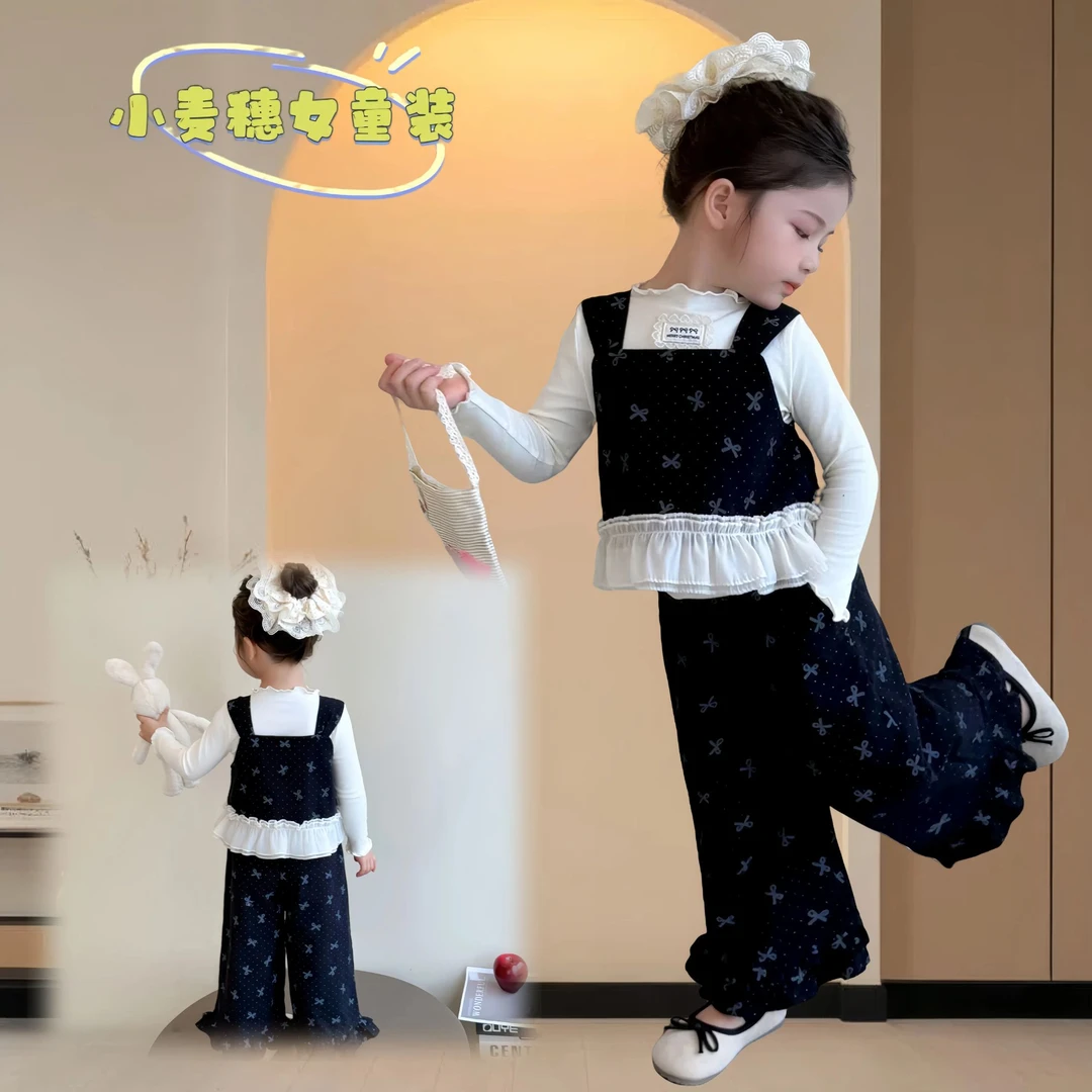 小女童三件套时髦洋气春秋时尚儿童韩版马甲打底裤子女宝套装潮