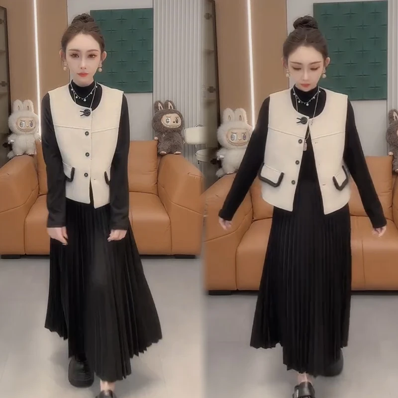 2025秋冬新款时尚显瘦气质网红高档套装女高级百搭宽松大码两件套