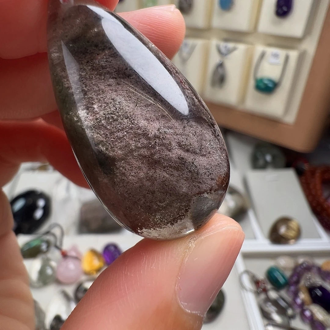 颈饰银S925镶嵌水晶天然幽灵水晶