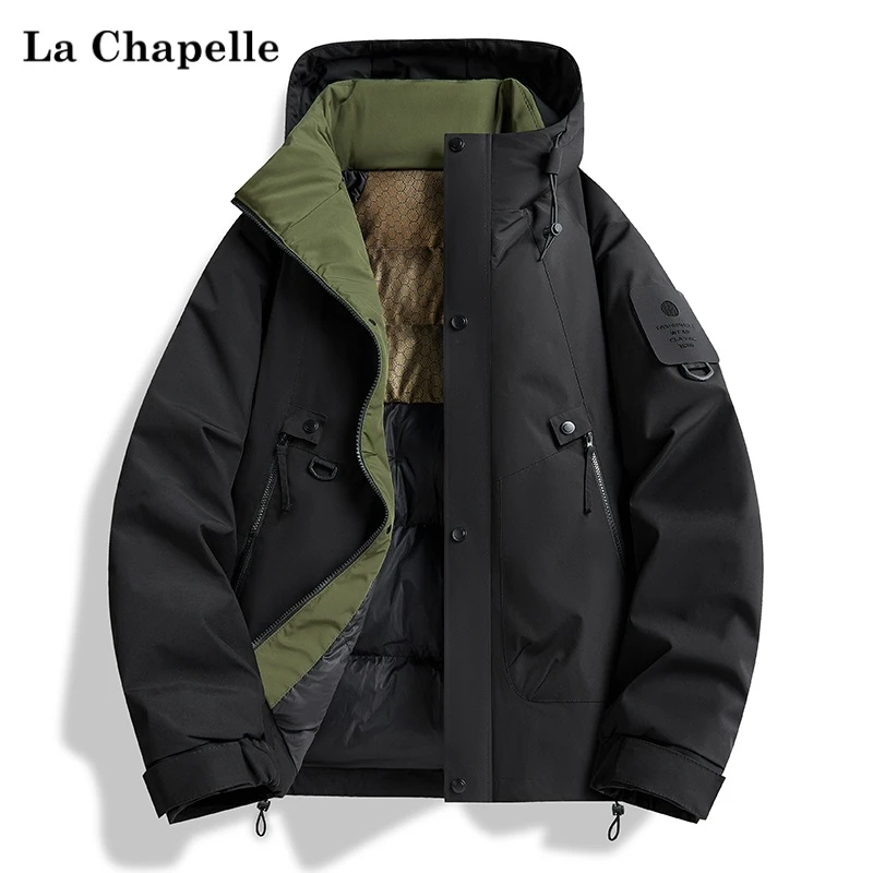 拉夏贝尔2024年新款冲锋棉服户外运动登山外套加厚保暖工装棉衣J2