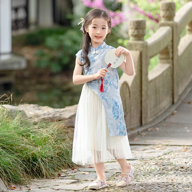女童套装裙2025新款夏季女孩中国风两件套女宝宝小童古风民族夏装