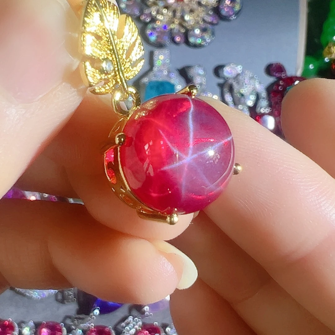 花岗石钨合金红色蓝色吊坠