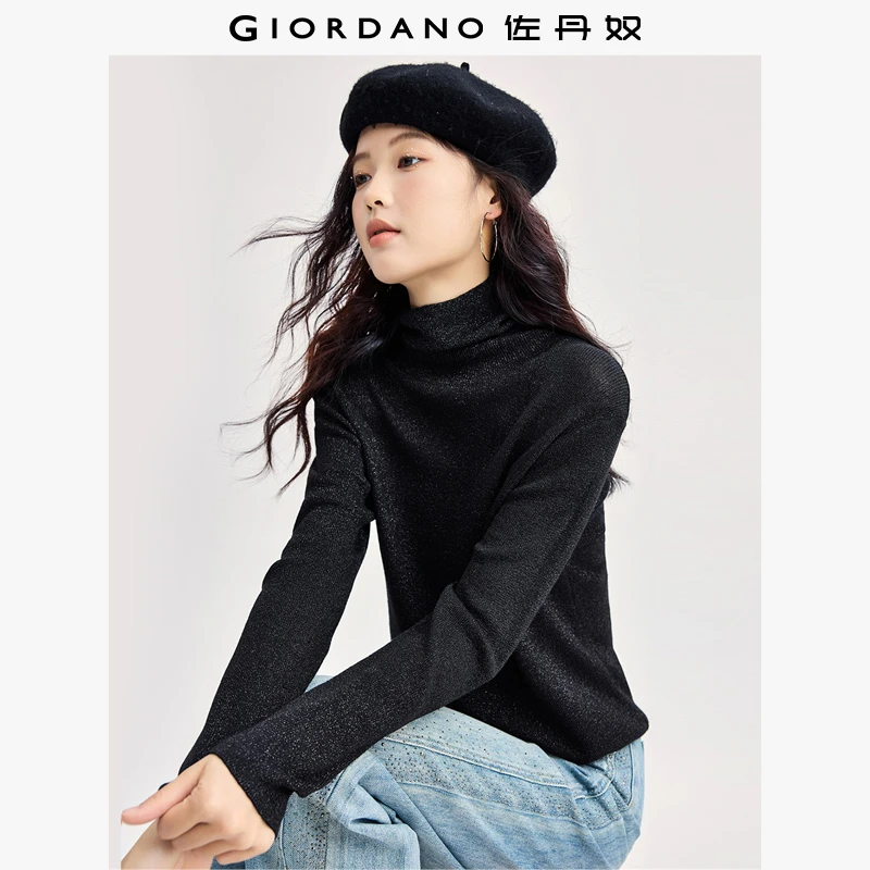 佐丹奴针织衫女装金银线高领修身毛织套头针织衫 18354938