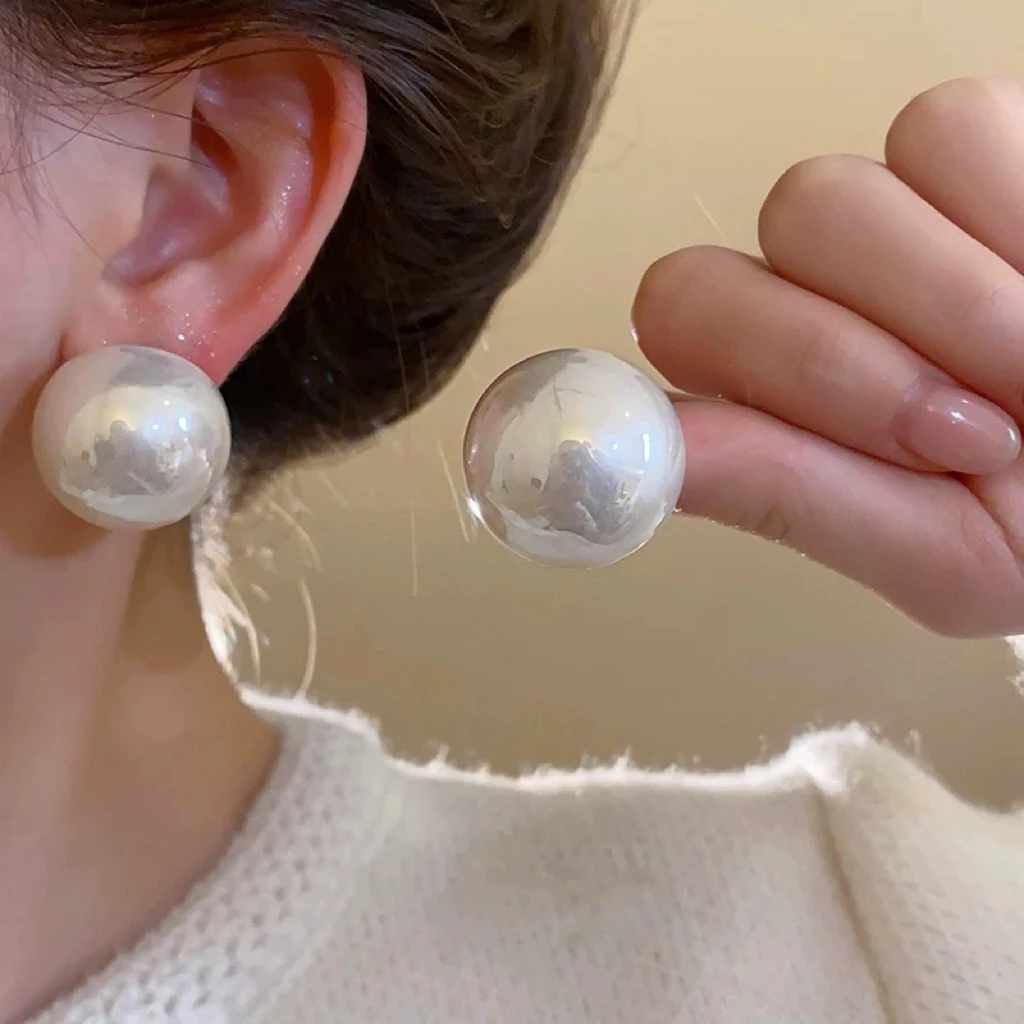 铜合金耳饰 大灯泡~25MM超大颗耳钉港风复古气质耳环8513