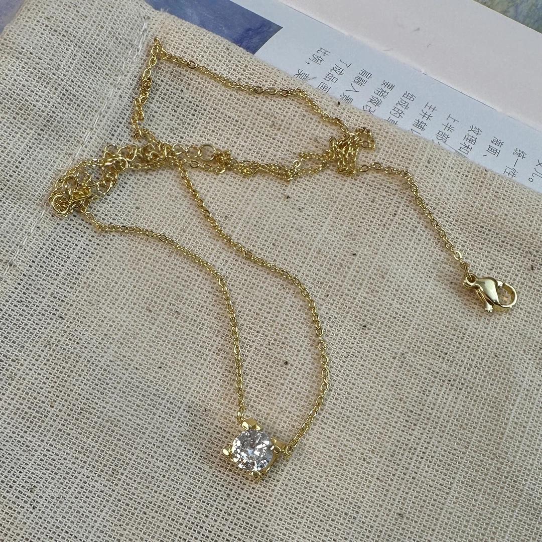 钛钢项链 钛钢项链 金色简约超闪锁骨链高级百搭