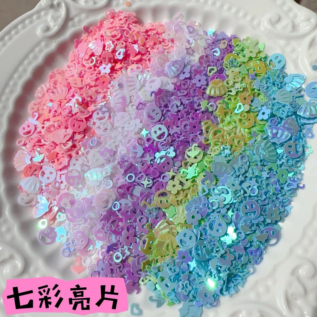 七彩混款亮片流diy蝴蝶结头饰装饰美甲流沙饰品配件