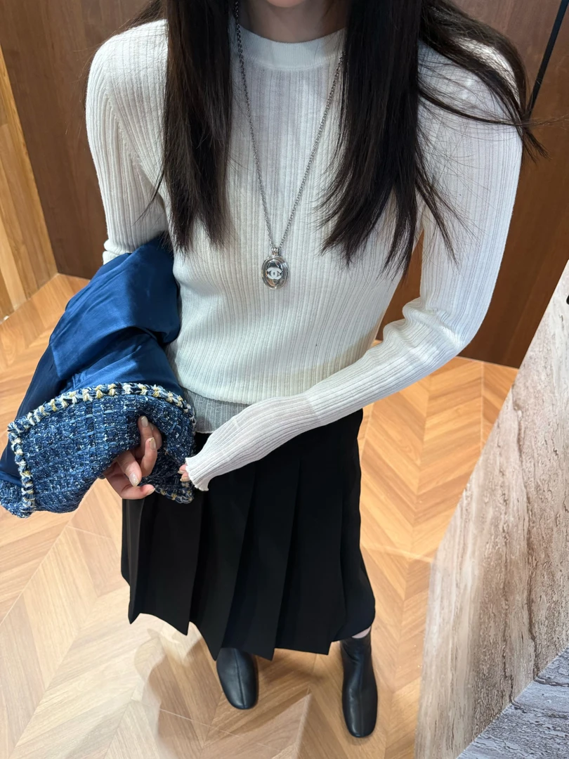 【竹雨】秋季新款羊毛高级感百搭时尚套装针织上衣 YY552