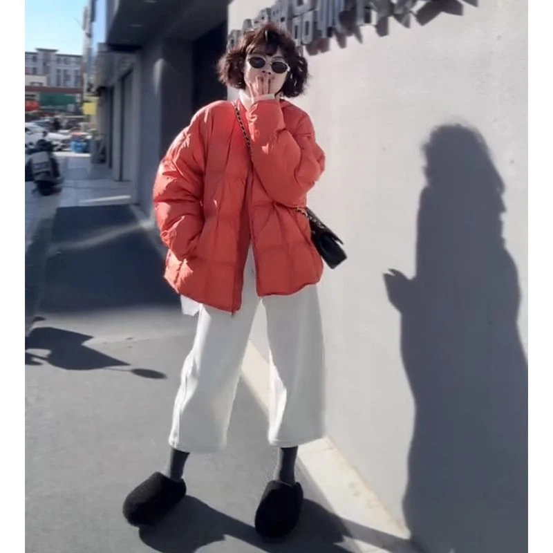 韩版休闲百搭圆领纯色羽绒服潮欧货2025冬季新款时尚显瘦拉链外套