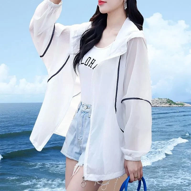 简约风女士气质防晒服减龄拼接优雅外套小众2025年夏新款舒适显瘦