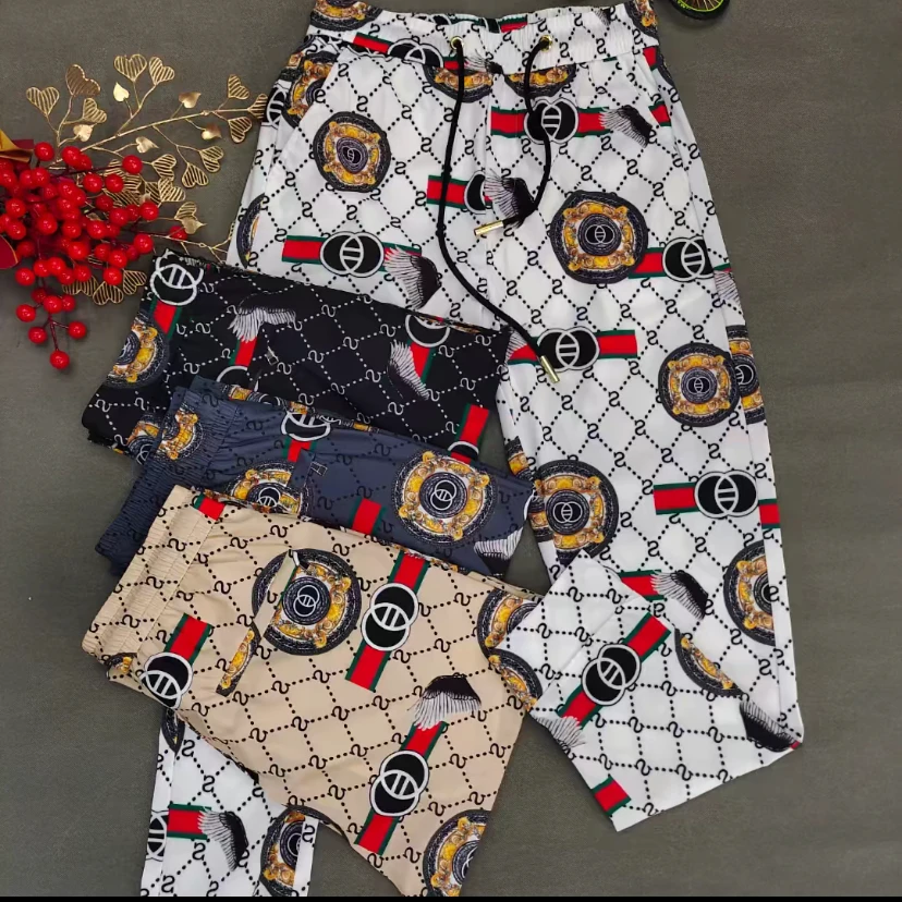 8053夏季男士时尚轻薄透气舒适弹力冰凉丝花纹休闲小脚裤