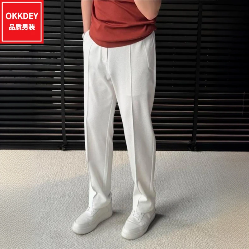okkdey夏季新款舒适休闲裤男士高品质轻奢显瘦长裤时尚百搭直筒裤