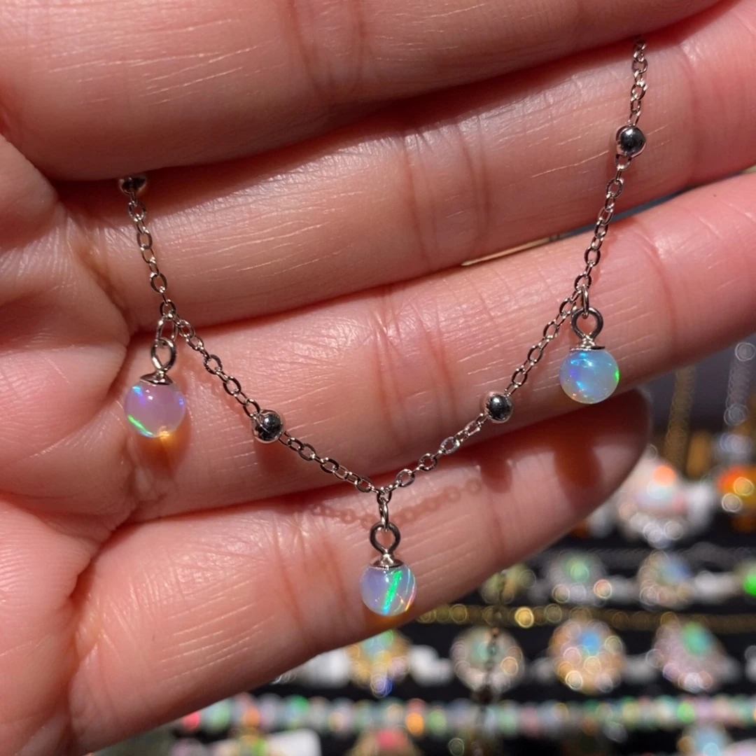 欧泊银S925镶嵌项链