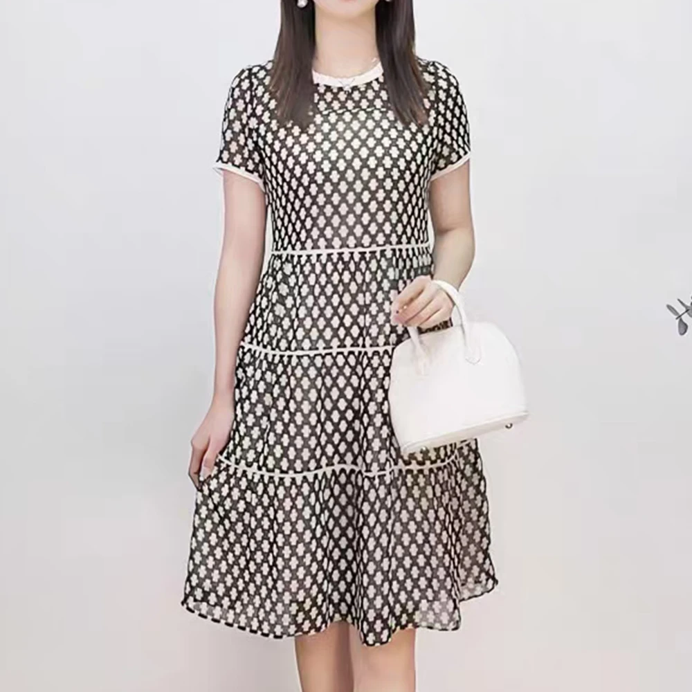 【精品】YANGSHANG时尚碎花遮肚印花法式连衣裙X9K717