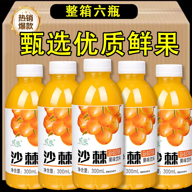【买一送一】一整箱300ml*瓶正宗生榨沙棘原浆风味果汁饮料批发卖
