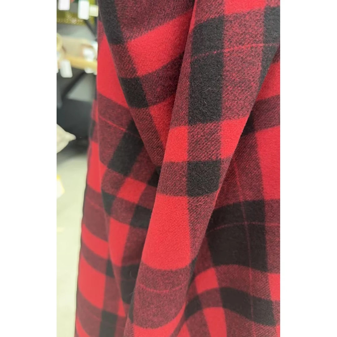 G&CC WV羊毛黑红色格纹外套大衣服装布 宽145CM 850G/M意大利进口