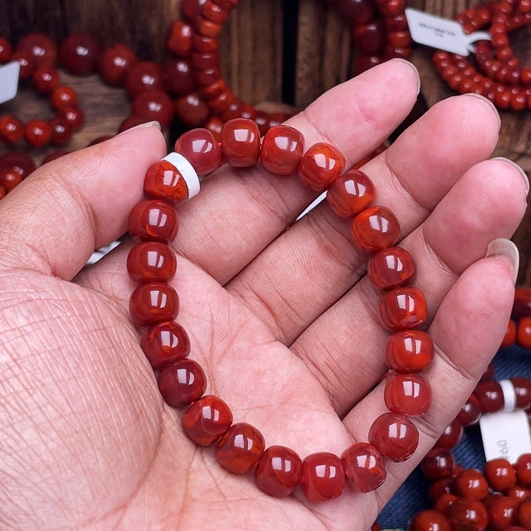 南红玛瑙未镶嵌手链南红瓦西卡10老型原矿