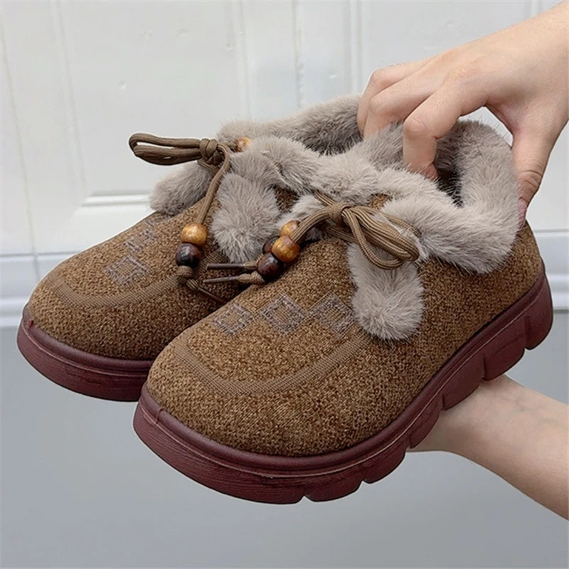 老北京新款女棉鞋中老年百搭休闲妈妈棉鞋冬季厚底加绒加厚女棉鞋