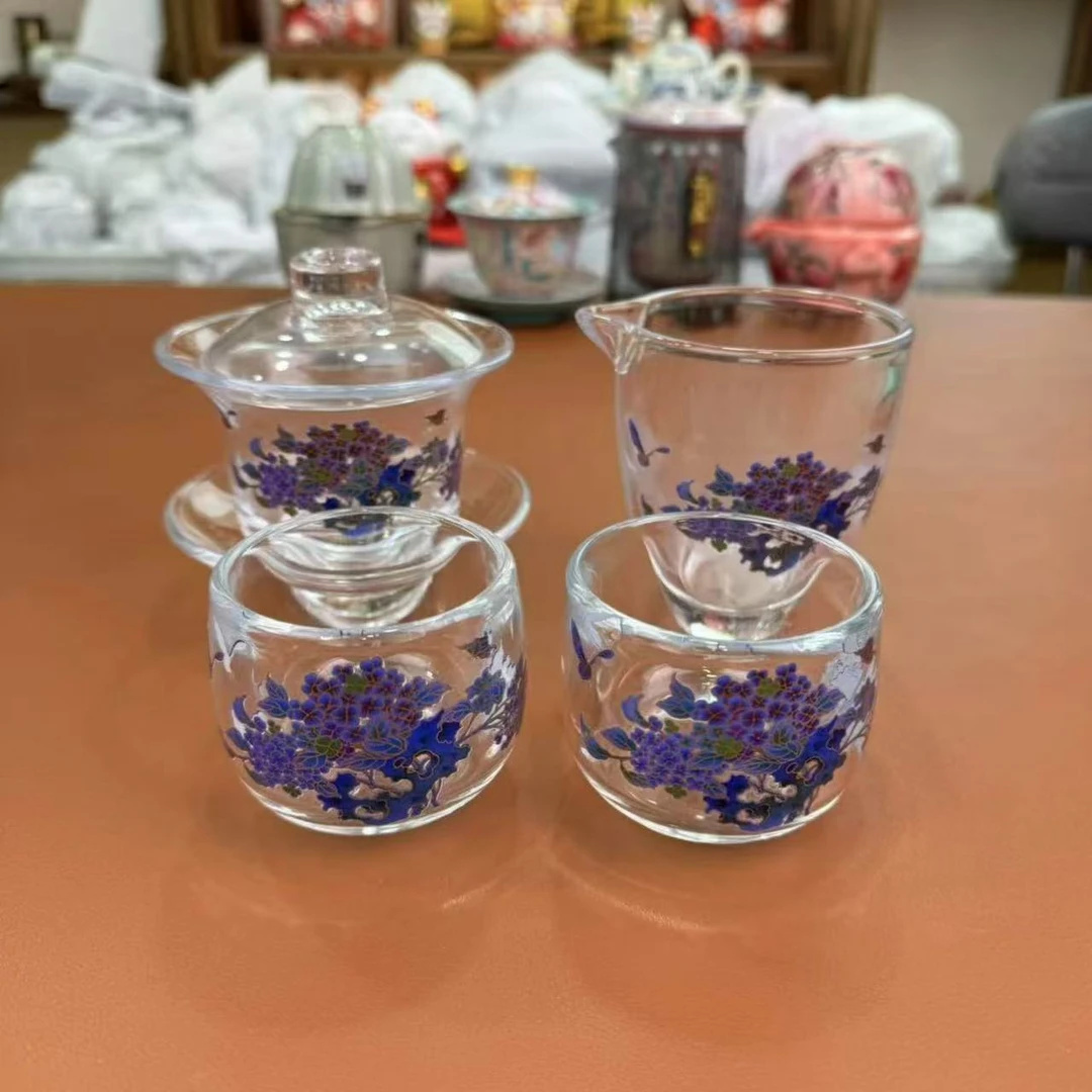 ZH2754海棠盖碗+2杯+公道杯套装