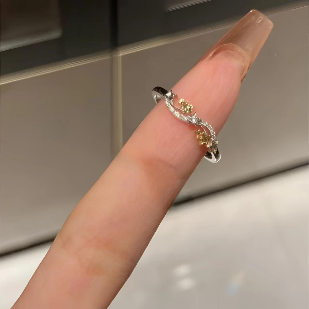 柯柒 铜合金戒指 星河璀璨戒指女轻奢设计感小众可调节开口戒手饰