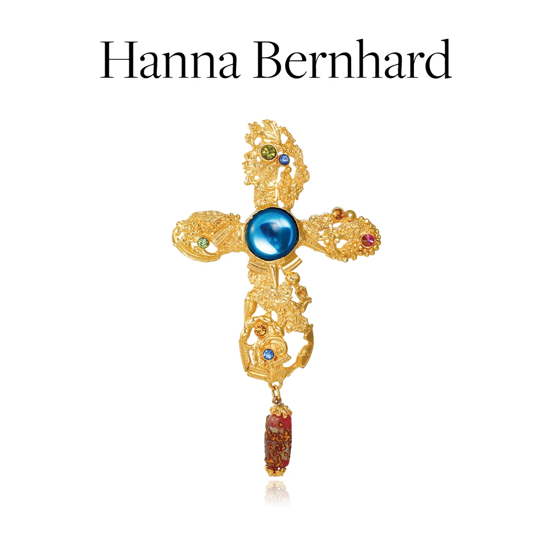 铜合金琉璃胸针 【法国进口】 AHANNA BERNHARD 十字架 胸针05