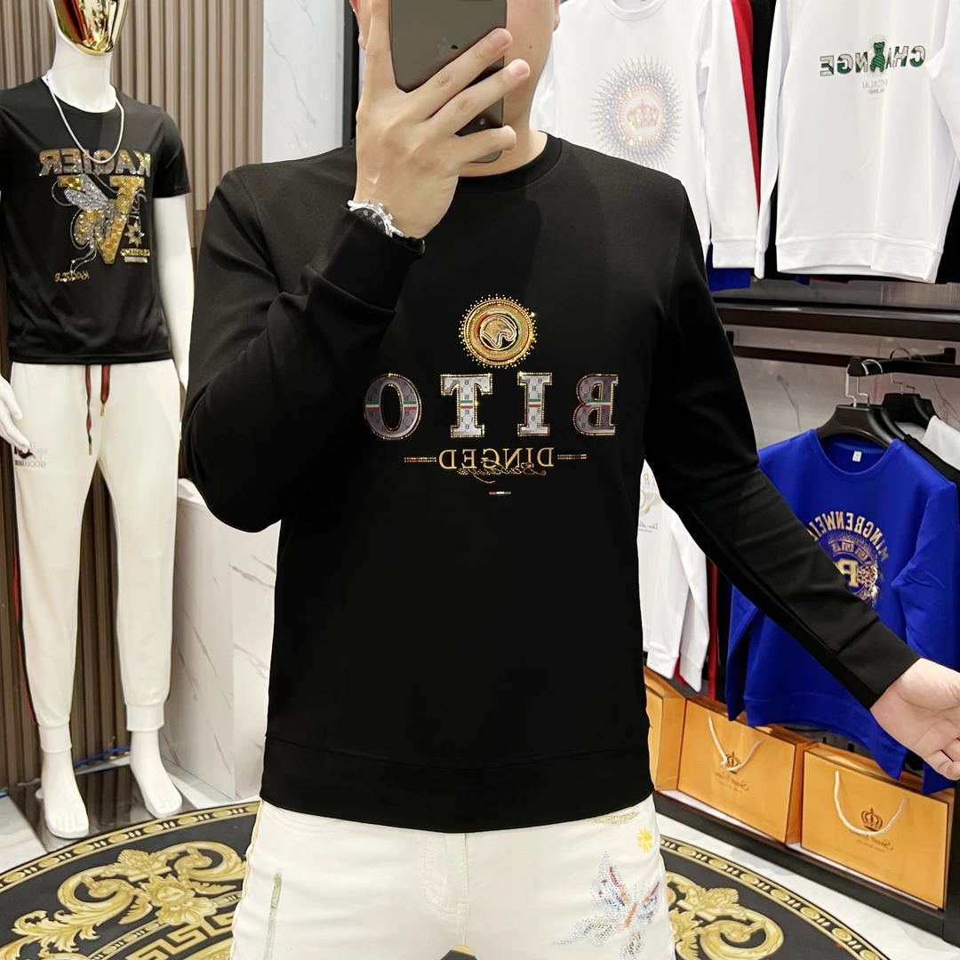 秋冬新款潮流男士长袖卫衣爆款时尚百搭轻奢男装圆领休闲修身上衣