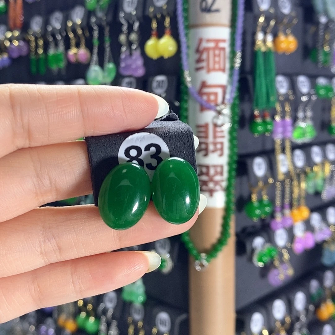 翡翠银S925镶嵌耳饰83