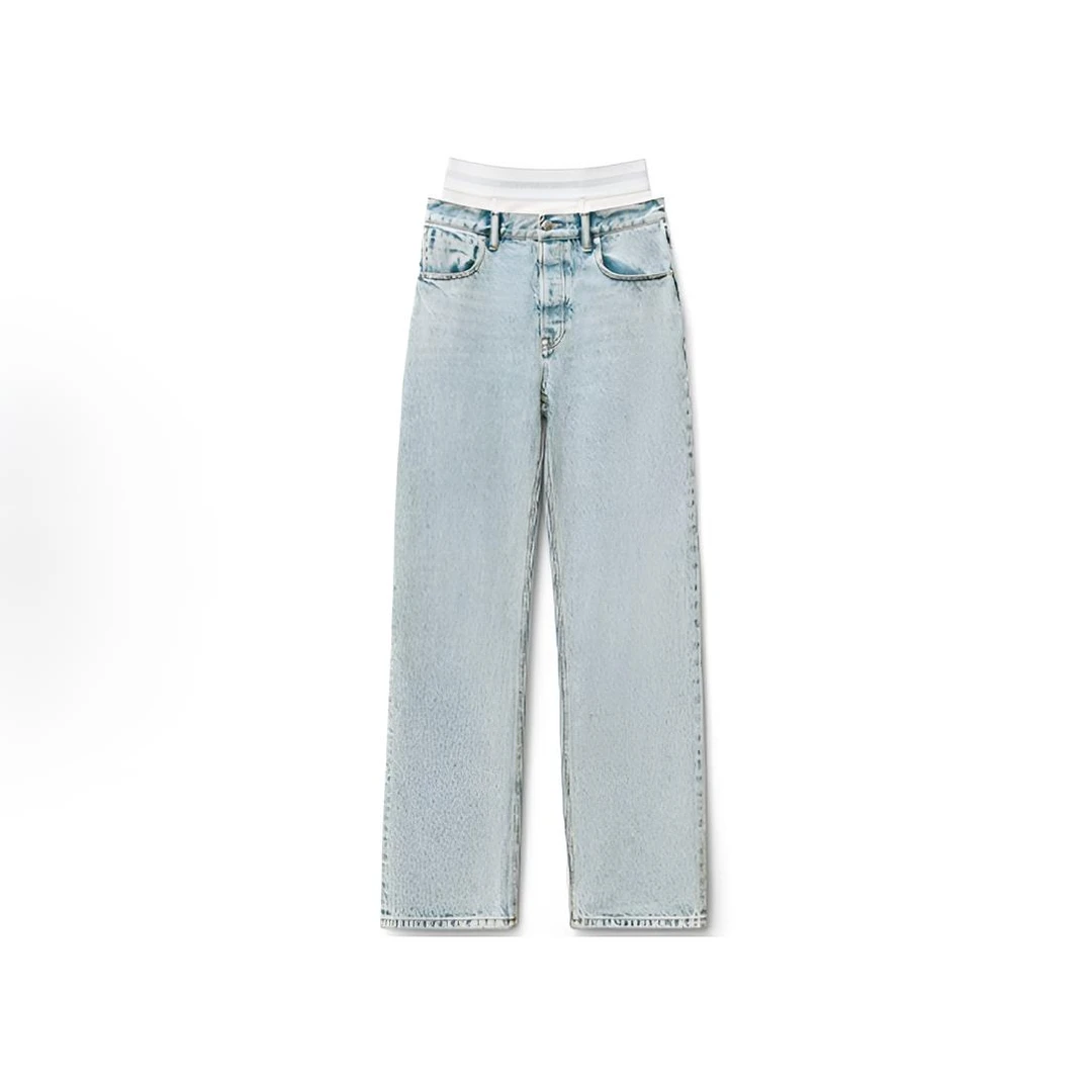 未使用 ALEXANDER WANG cleanfit拼接牛仔长裤u