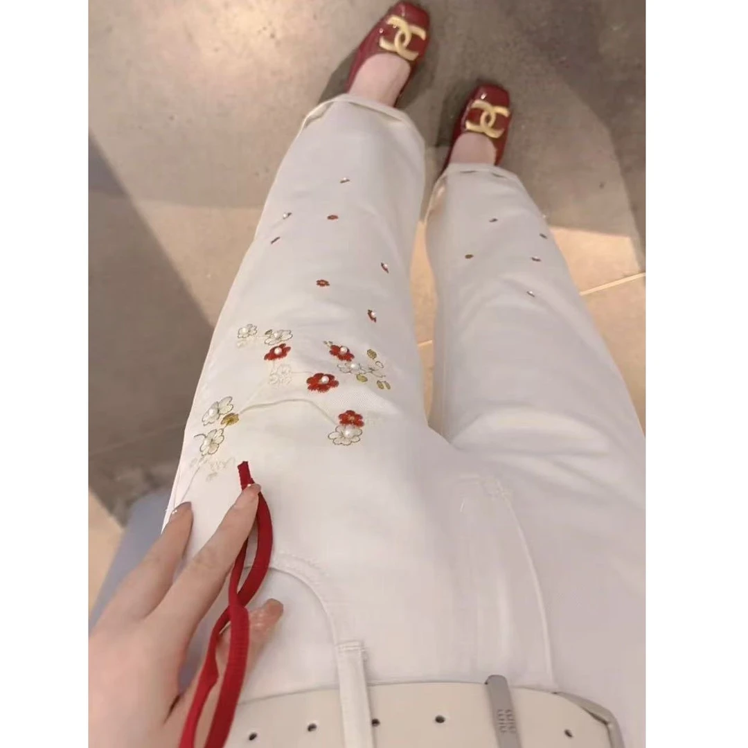 『点缀花朵H』设计显瘦百搭时尚休闲裤80725