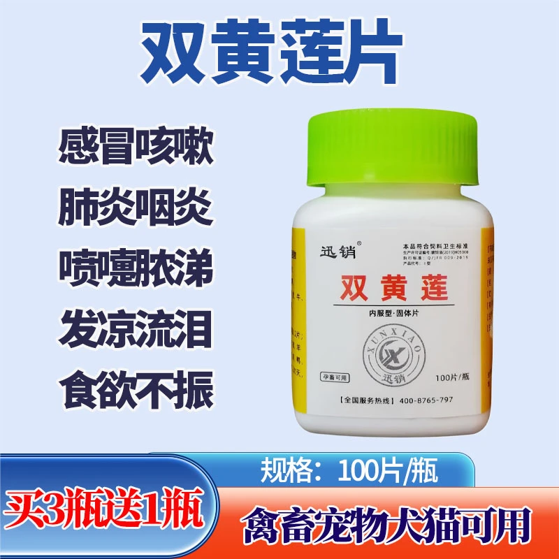双黄连片兽用新城疫抗病毒鸡鸭鹅鸽子犬猫感冒药鸡瘟重症禽药咳嗽