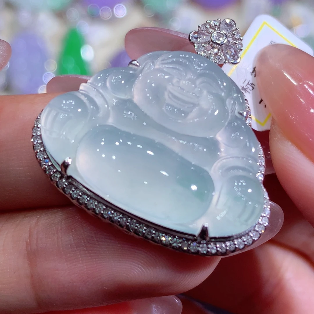 翡翠18K金镶嵌吊坠(不含链)