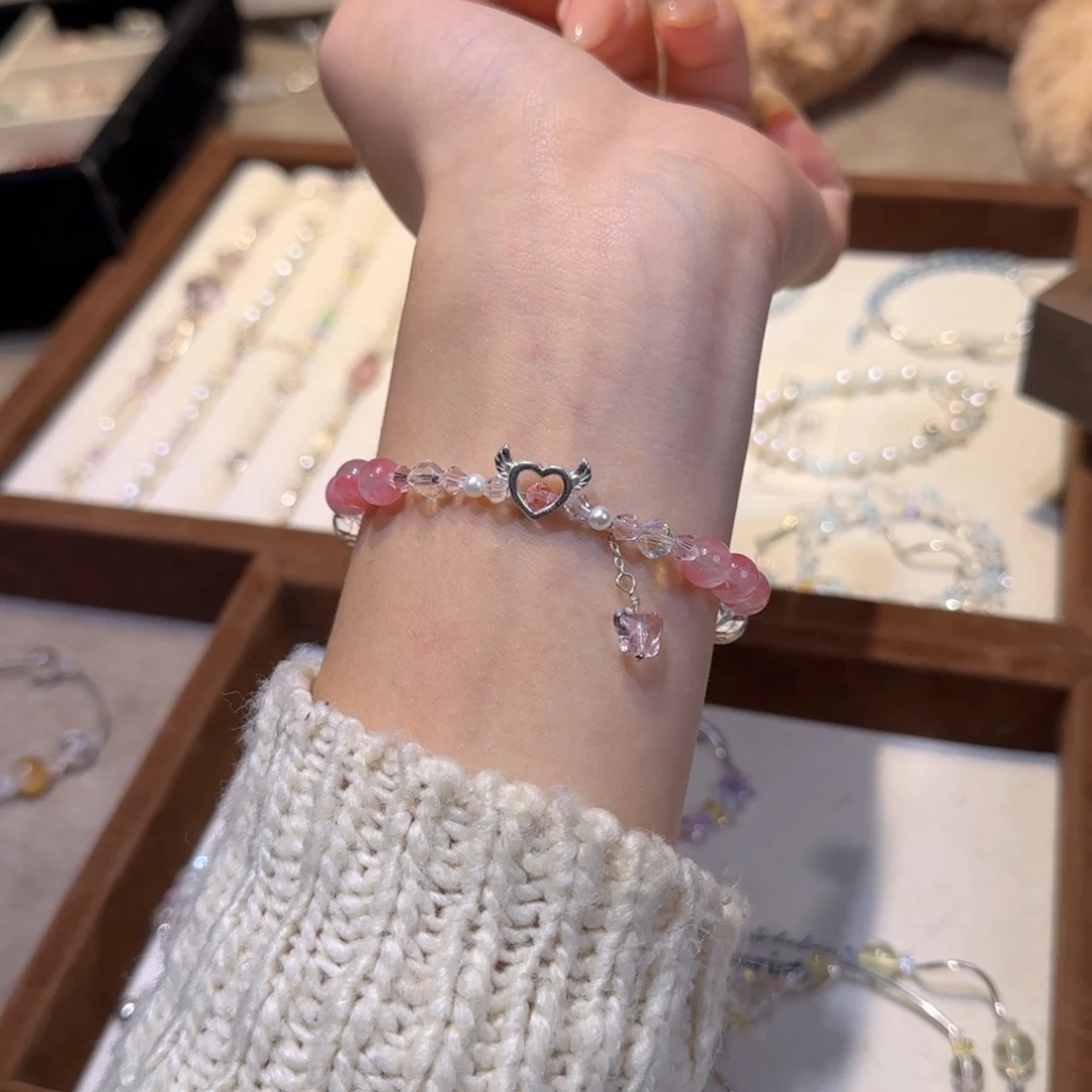 烟晶银S925镶嵌手链樱花雨