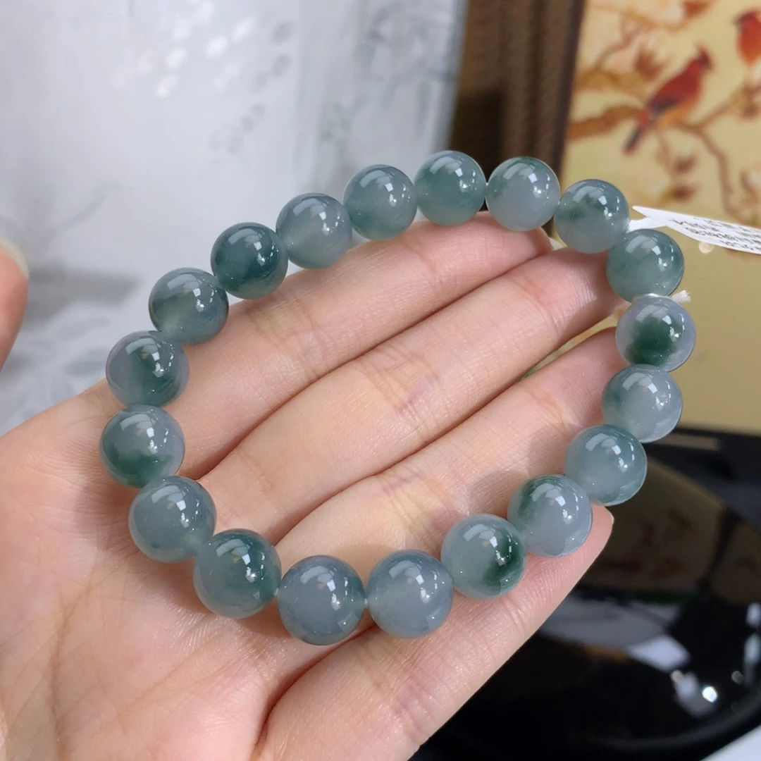 未镶嵌手串翡翠卡10冰胶蓝飘花