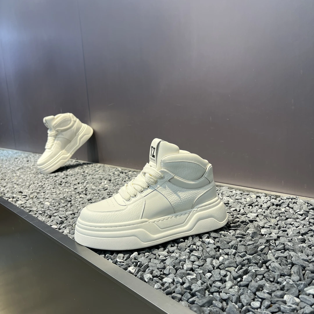 2025秋冬单棉同款圆头增高厚底休闲真皮时尚百搭简约低帮潮男板鞋