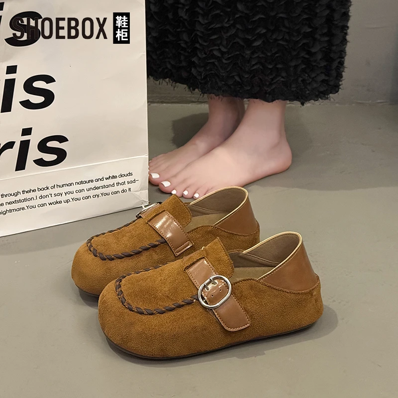 SH0EBOX鞋柜全包勃肯鞋女2025秋新款两穿软底单鞋一脚蹬豆豆鞋