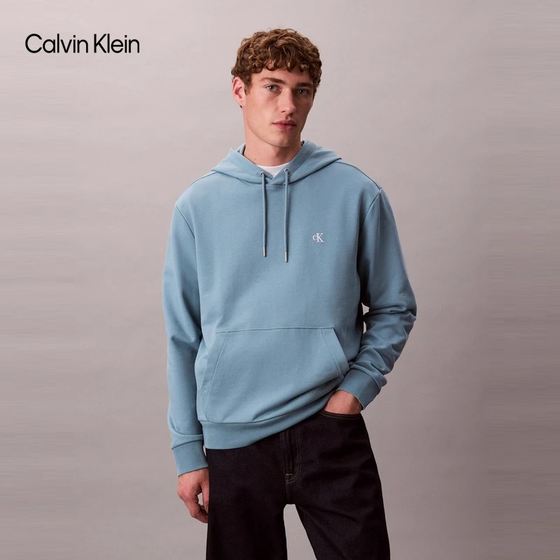 CK Jeans25秋季新款男士美式休闲风刺绣字母连帽运动卫衣