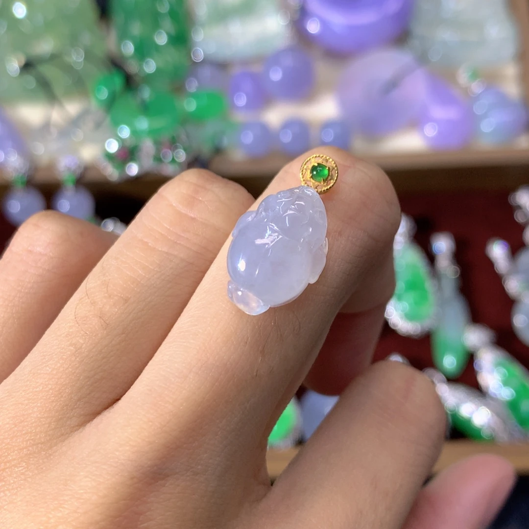 翡翠18K金镶嵌吊坠(不含链)