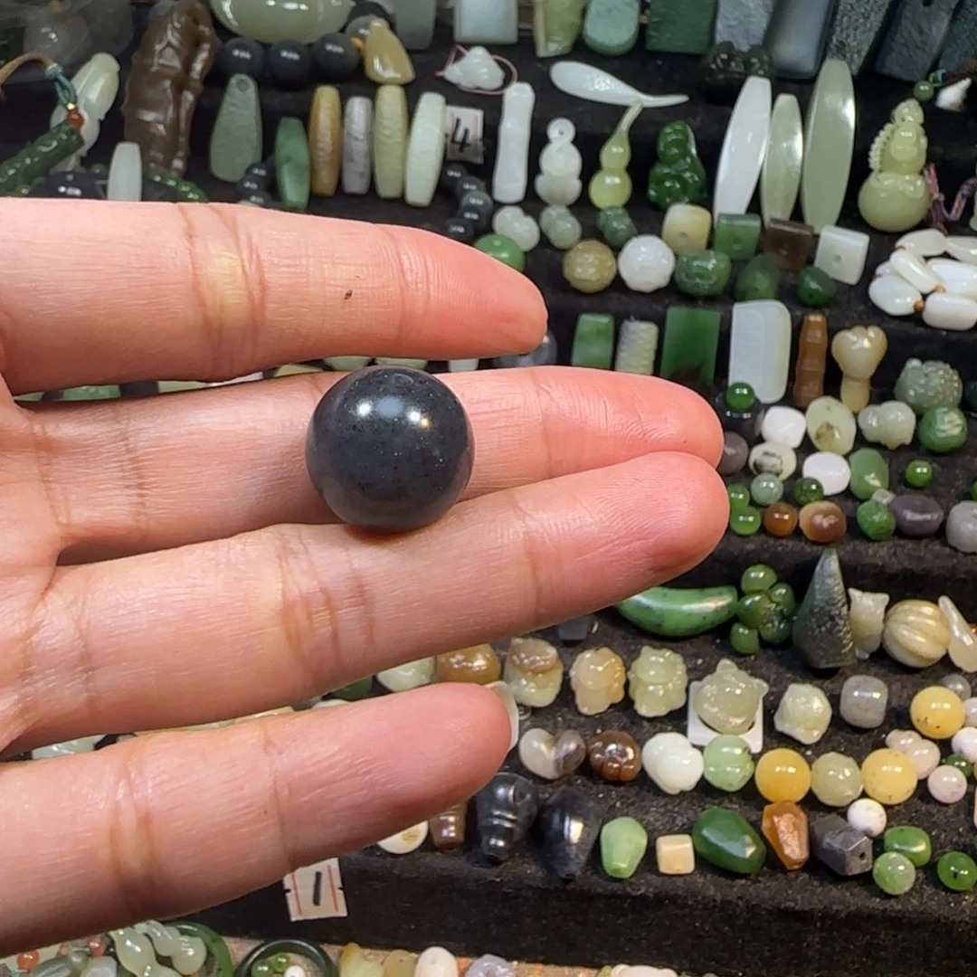 未镶嵌手链和田玉16mm聚墨青花