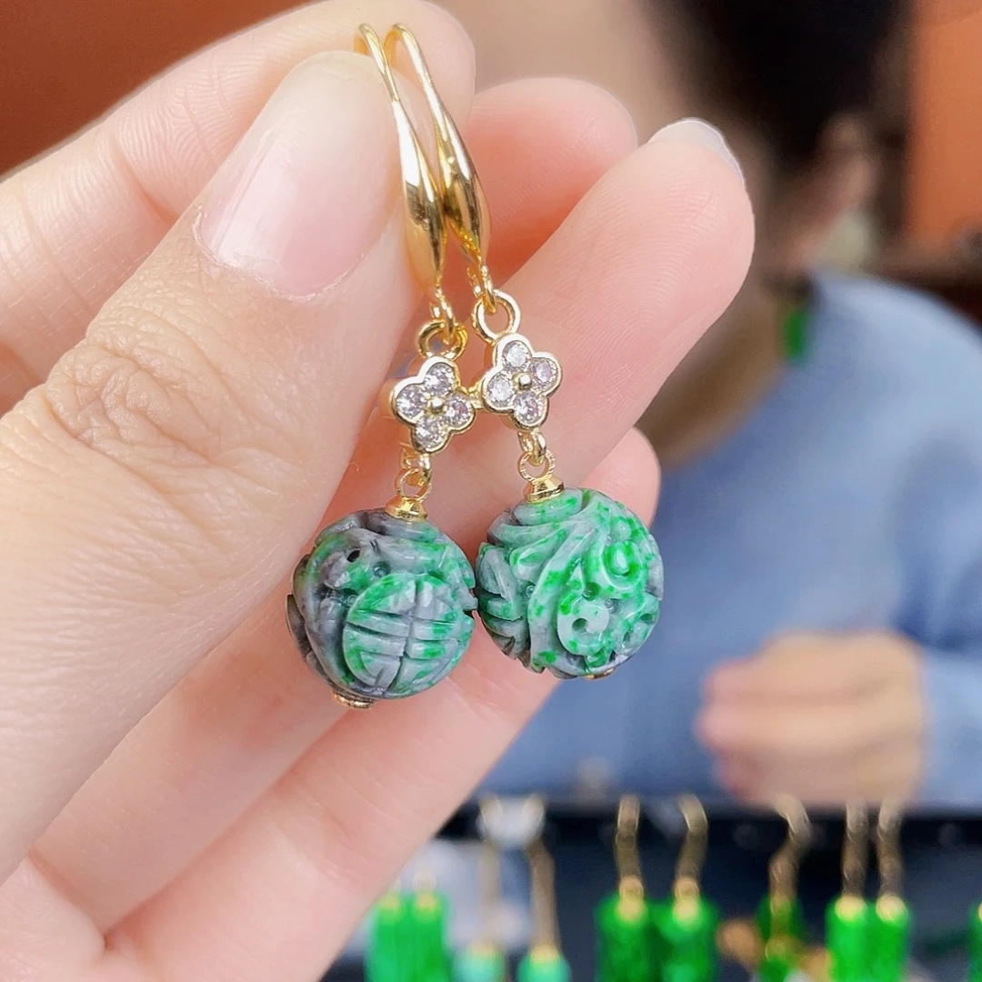 翡翠未镶嵌耳饰饰品