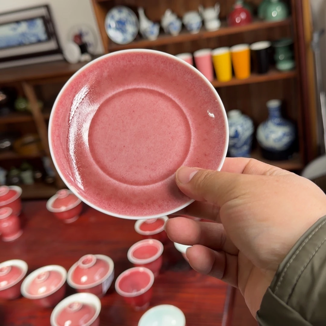 豇豆红小号壶承直径12