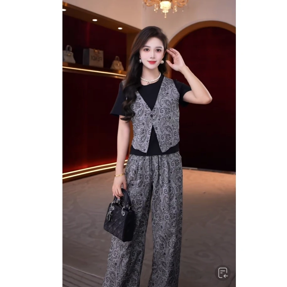 芙娜妮新款休闲洋气衣服女一整套穿搭气质显瘦女装套装FS2025074