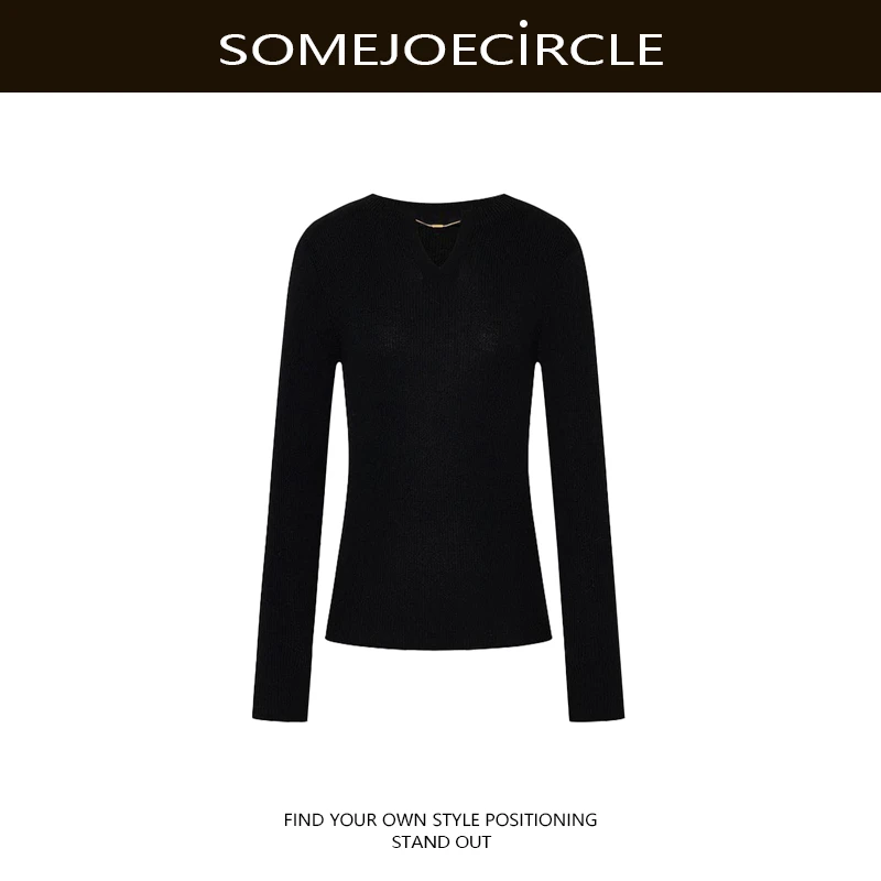 【DZ】SOMEJOECIRCLE【毛针织衫】新品金属细链针织衫上衣女打底Z8406