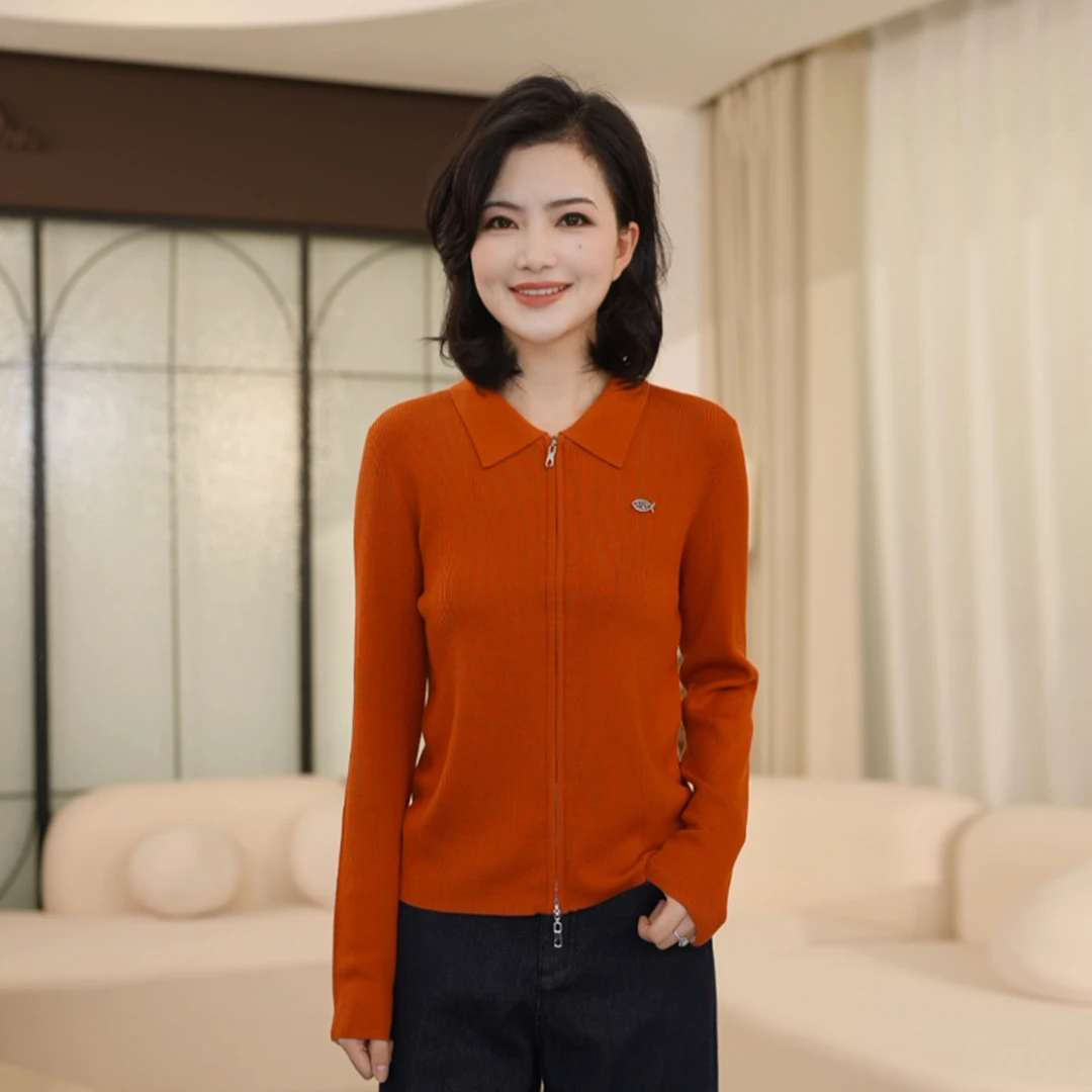 【全羊毛】枫竺阿楠anan高级感翻领双头拉链针织开衫女秋出游上衣