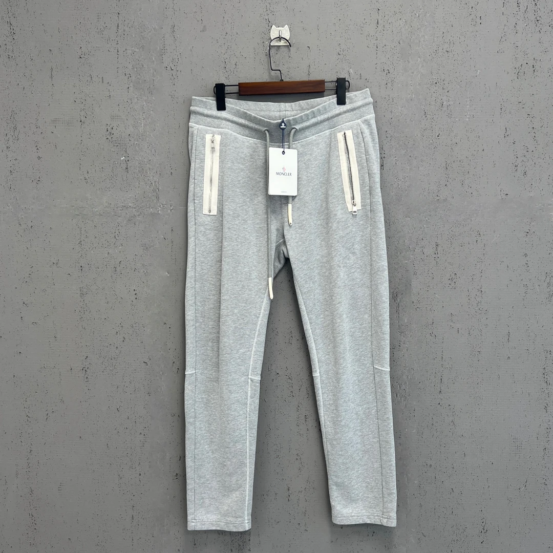 99新 MONCLER moncler蒙口灰色白拉链拼接长裤L码