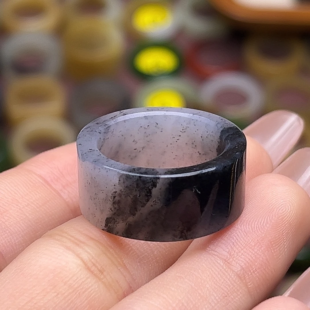 和田玉未镶嵌戒指18.1聚墨青花