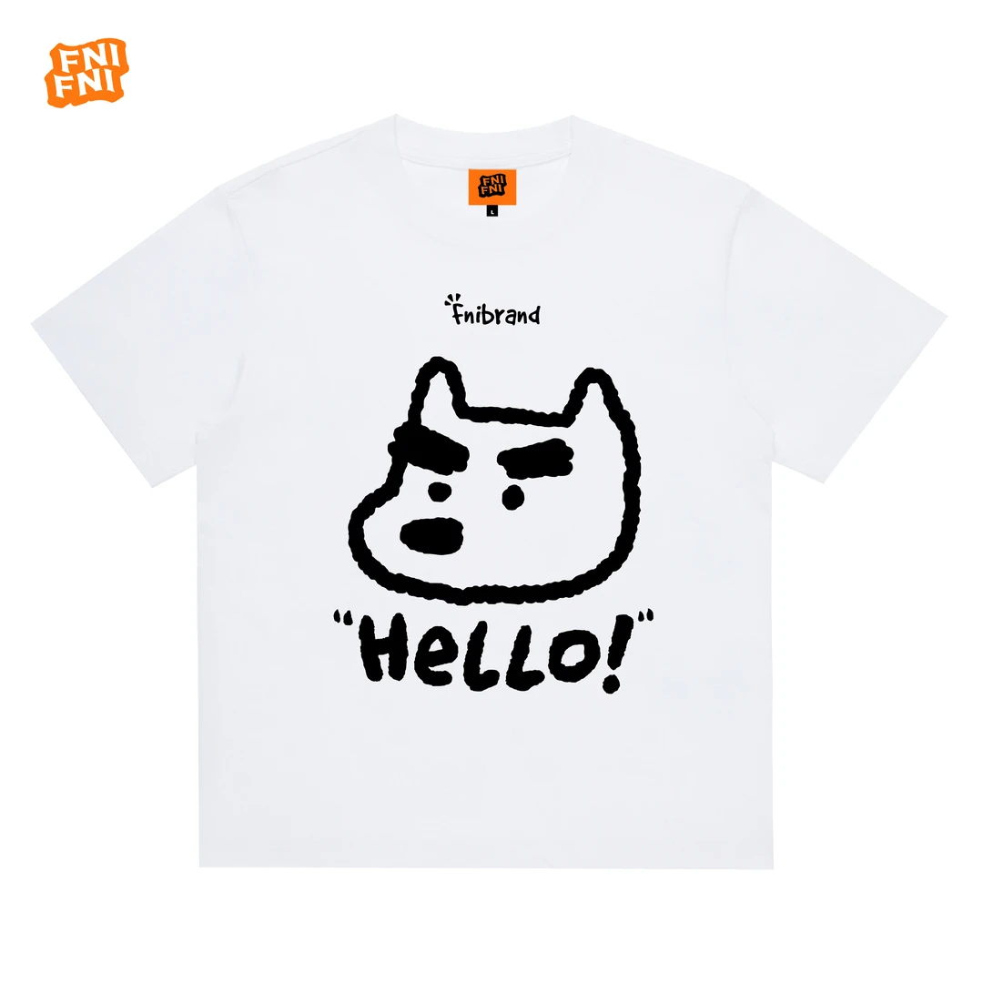 FNI橙标系列（粗眉小狗）国潮重磅纯棉男女同款t恤短袖25年新款